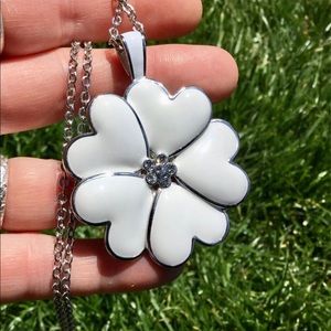 Lia Sophia Whimsy White Enamel & Silver Necklace